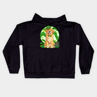 Golden Retriever Dog St Patricks Day Irish Leprechaun Kids Hoodie